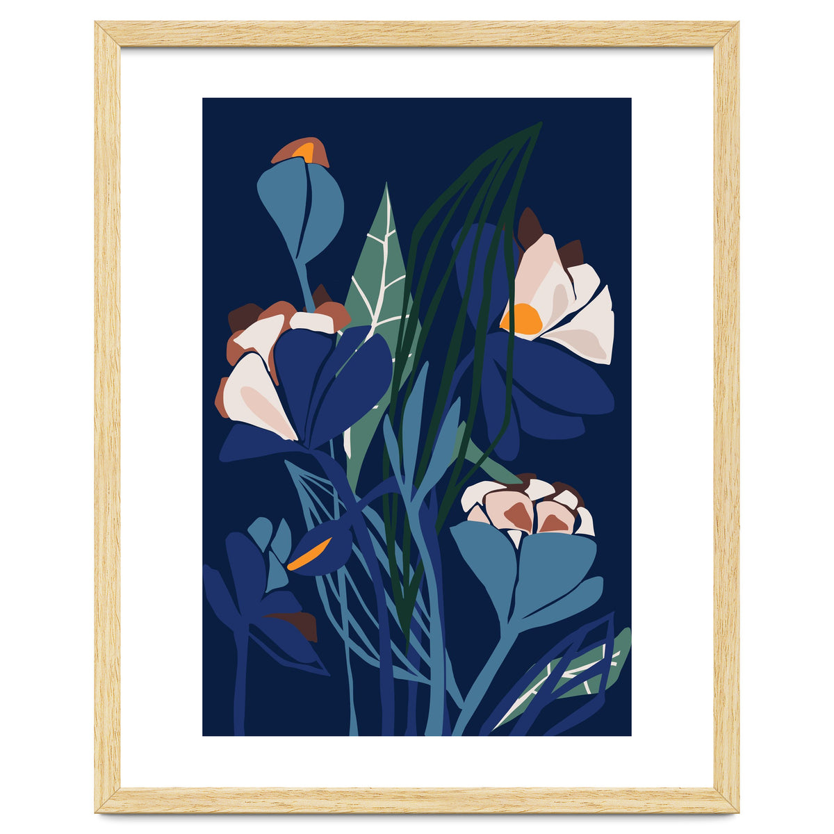 Florals At Night – Modern Illustration