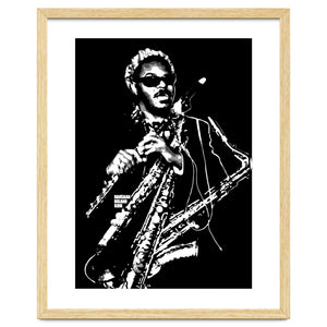 Rahsaan Roland Kirk American Jazz Multi-Instrumentalist in Grayscale by taurungka