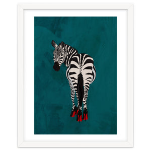 Zebra wearing heals by Sarah Manovski