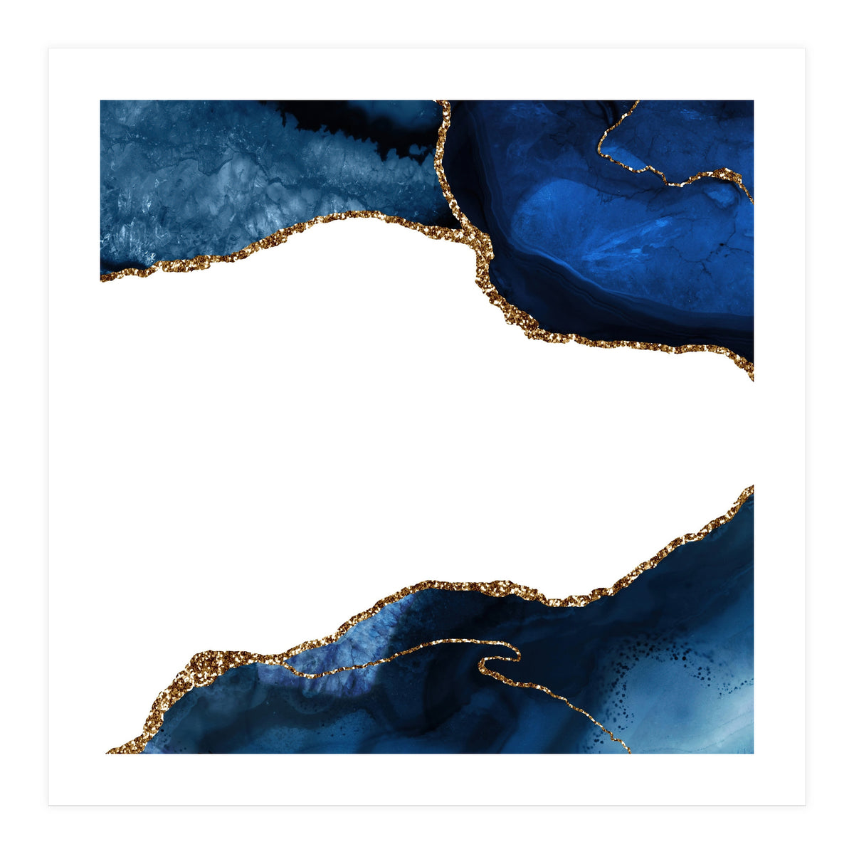 Navy & Gold Agate Texture 25 (Print Only)