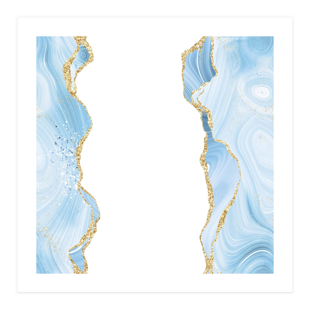 Blue & Gold Glitter Agate Texture 08 (Print Only)