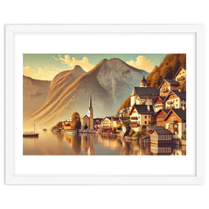 Vintage Hallstatt Poster, Austria by Chromatic Fusion Studio