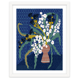 Floral contemporary still life dark blue by Annick