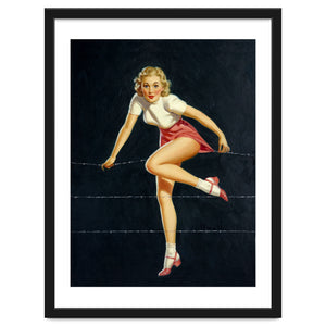 Pinup Girl Crossing The Barbed Wire by Hermes