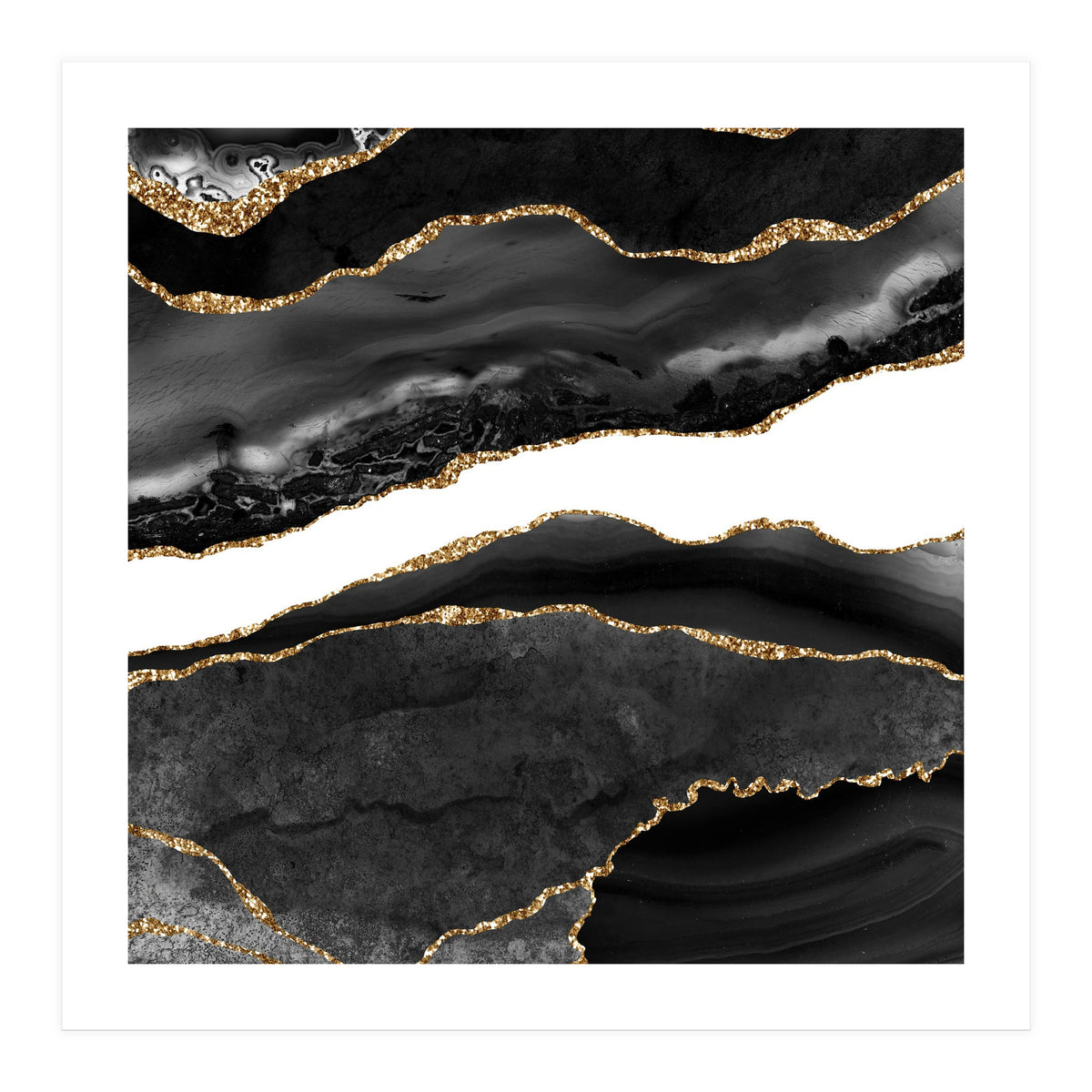 Black & Gold Agate Texture 08 (Print Only)