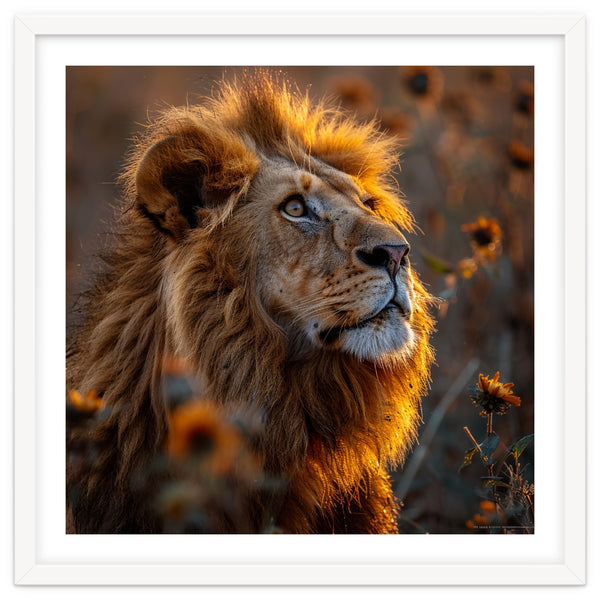 Majestic Lion In A Field Of Sunflowers