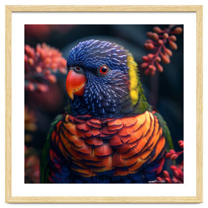 Vibrant Rainbow Lorikeet Parrot Close Up Portrait by Rizwana Khan