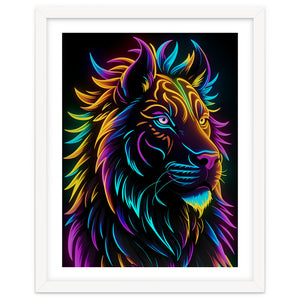 Lion Colored Neon Art by MakArena