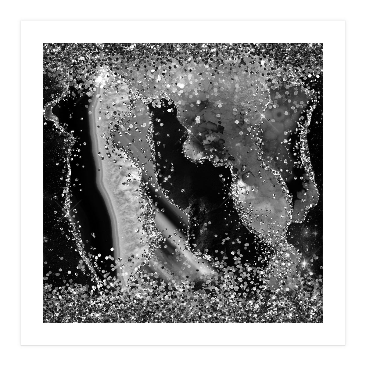 Black Glitter Agate Texture 04 (Print Only)