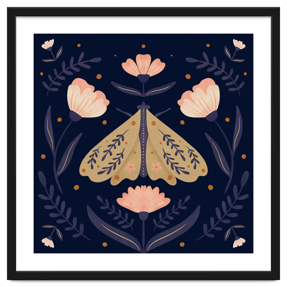 Moth And Flowers