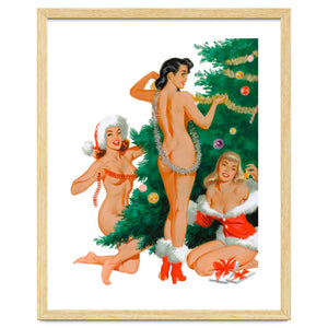 Three Beautiful Women Decorating a Christmas Tree by Hermes