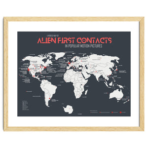 World Map of Alien First Contacts in Movies by Milan