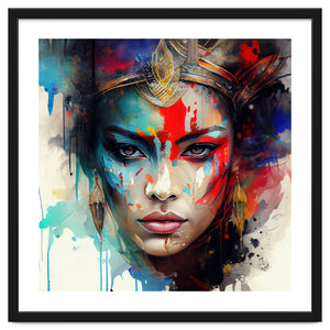 Crowned Mask Asian Warrior Portrait by Chromatic Fusion Studio