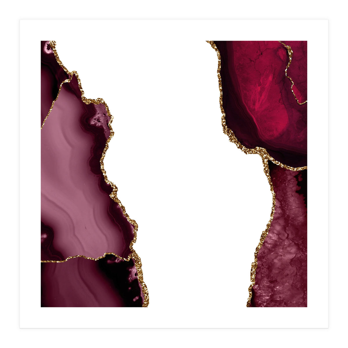 Burgundy & Gold Agate Texture 21 (Print Only)