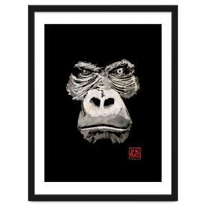 Angry Gorilla White In Black by pechane