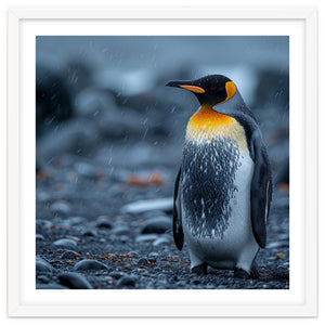 King Penguin Standing In The Rain by Rizwana Khan