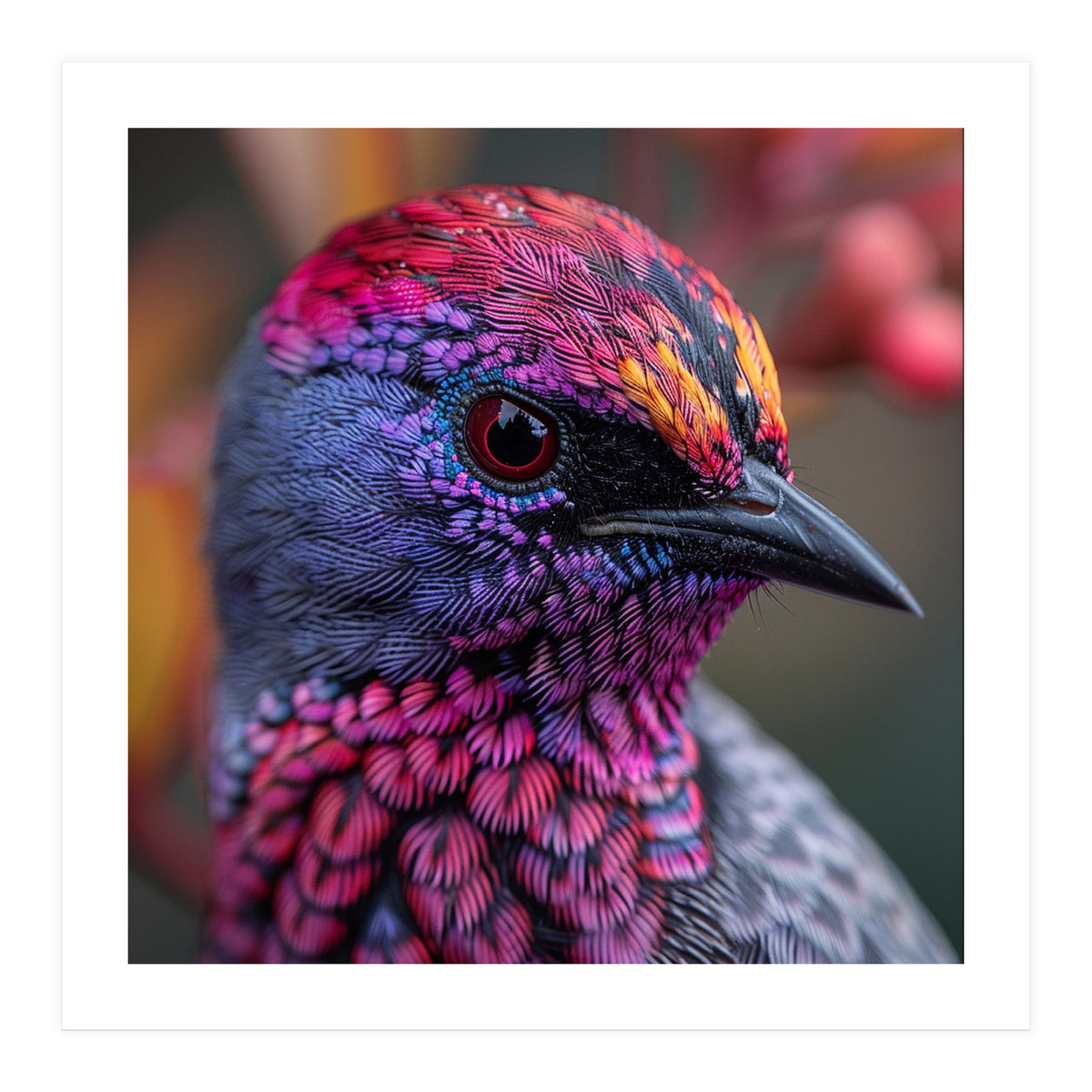 Vibrant Exotic Bird Detailed Feather Close Up (Print Only)