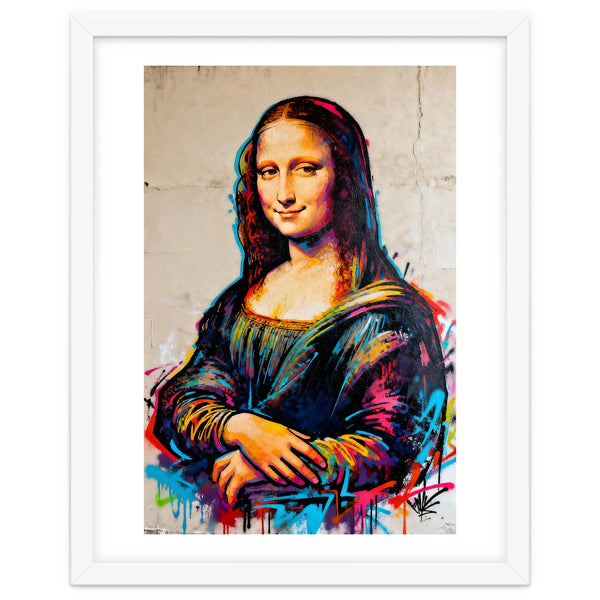 Colorful Mona Lisa Graffiti Style Portrait, Modern Street Art Inspired Painting for Bold Wall Decor