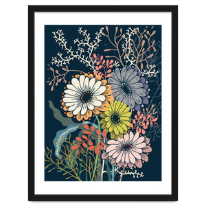 Springtime daisies dark blue by Annick