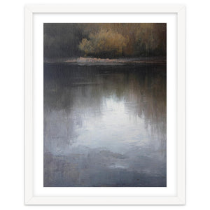 Atmospheric Golden Autumn Forest Reflection Oil Painting by artistic