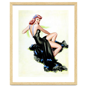 Pinup Girl Posing In Black Dress by Hermes