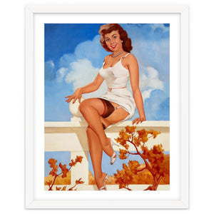 Beautiful Pinup Girl Posing On A Fence by Hermes