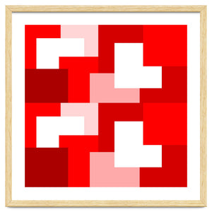 Red Abstract Square Tiles by Baobab print store