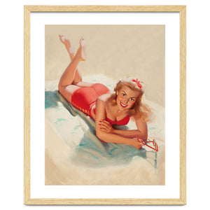 Pinup Girl Posing On A Beach by Hermes