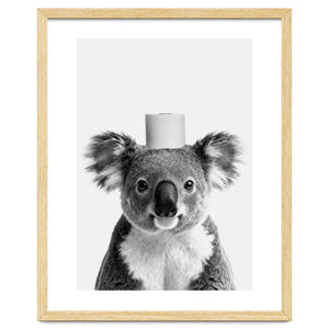 Koala, Toilet Paper Crown, Cute Animal Bathroom Art by neeteshdsgn