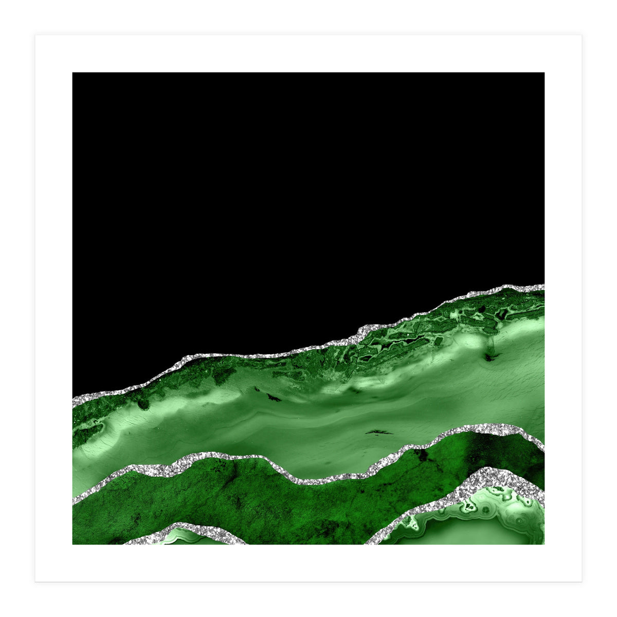 Green & Silver Agate Texture 03 (Print Only)