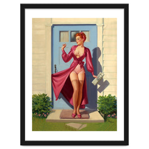 Pinup Girl With Accident At Her Door by Hermes