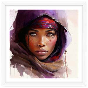 Amethyst Hood Tuareg Woman Portrait by Chromatic Fusion Studio