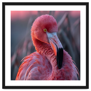 Pink Flamingo Bird Close Up Portrait by Rizwana Khan