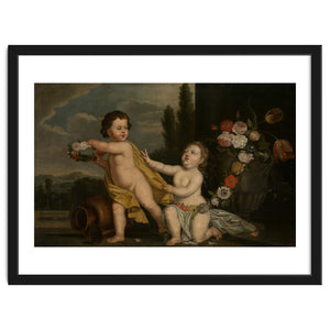 German Master (18th Century) – Two Putti with Garlands of Flowers by William Morrin