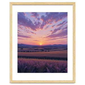 Serene Lavender Fields at Golden Hour Sunset by artistic