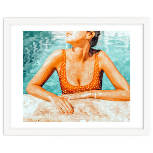 Mi Bebida Por Favor | Modern Bohemian Woman Summer Swim | Swimming Pool Watercolor Fashion Painting by 83 Oranges