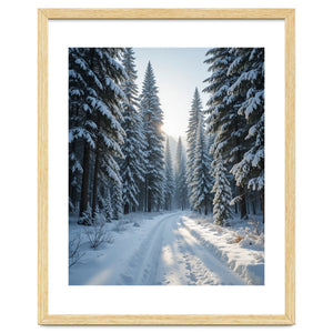 Serene Winter Wonderland Forest Road by artistic