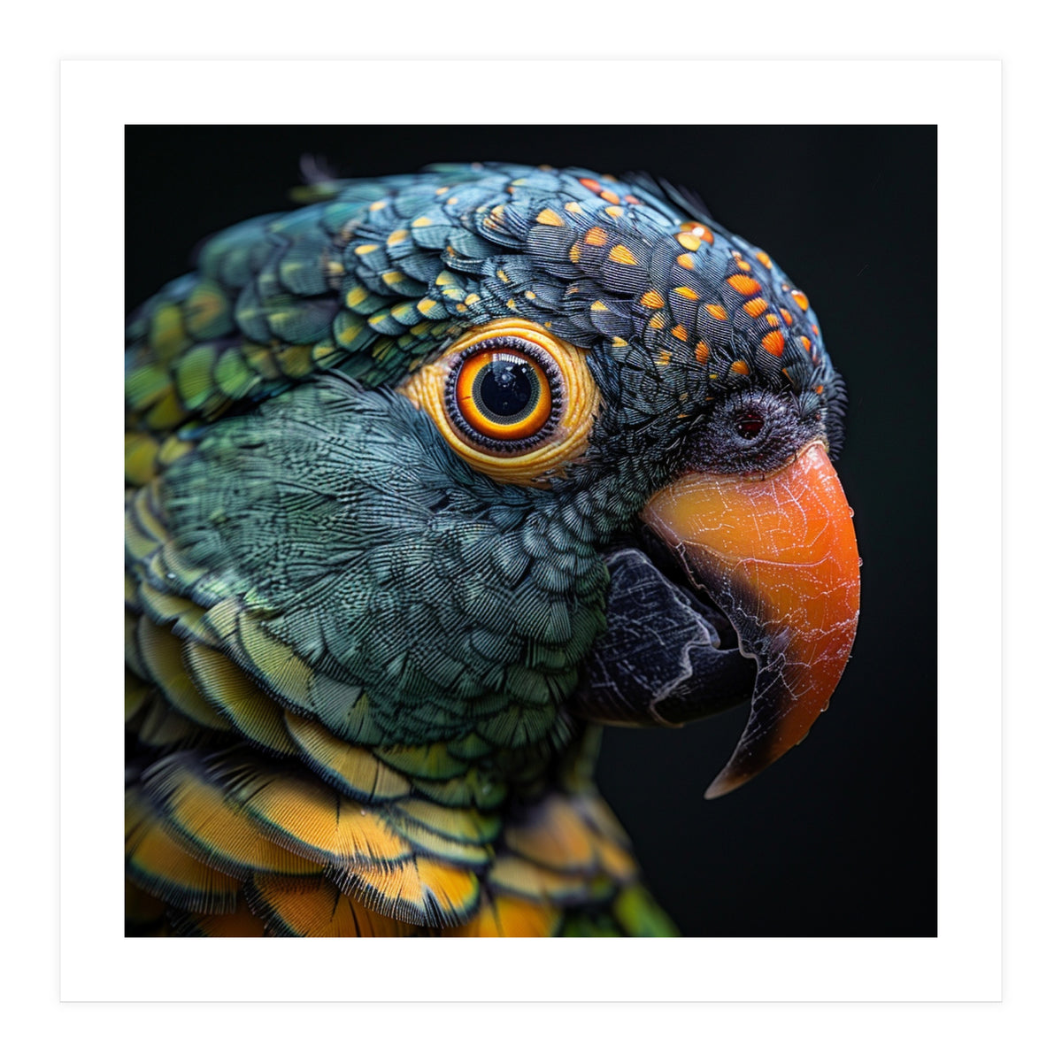 Close Up Of A Colorful Parrot's Face (Print Only)