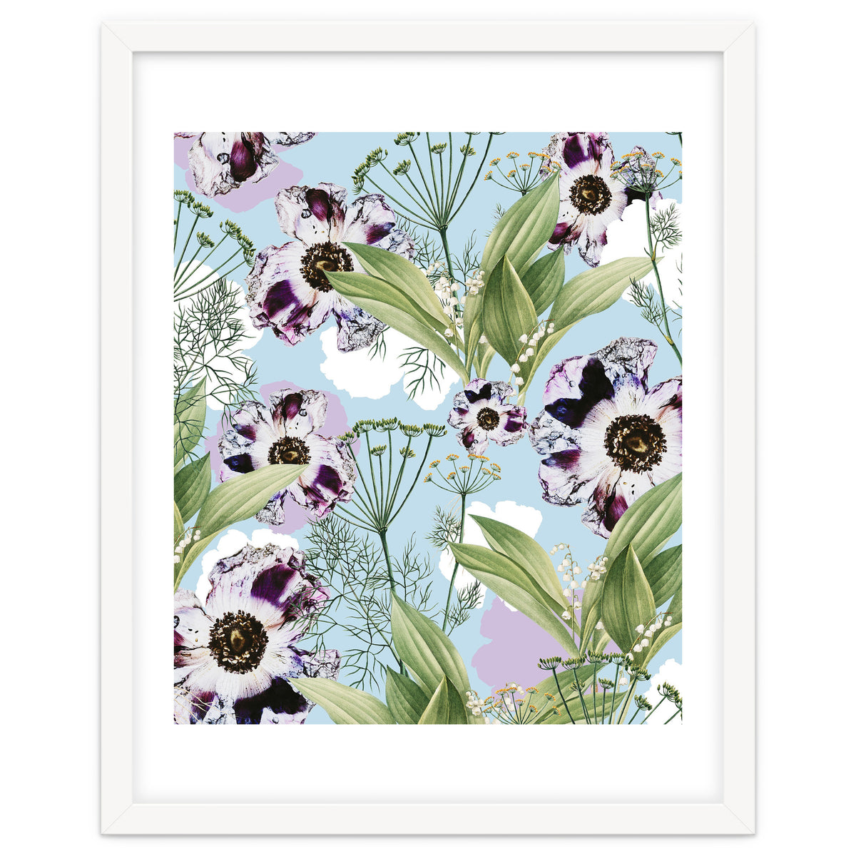 Kaya | Powder Blue Pastel Snowy | Vintage Botanical Floral Boho Garden | Spring Blossom