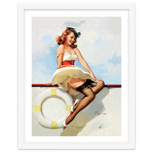 Sailing Pinup Girl With Captain Hat by Hermes