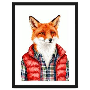 Dapper Fox Portrait Puffer Wild Fashion by neeteshdsgn