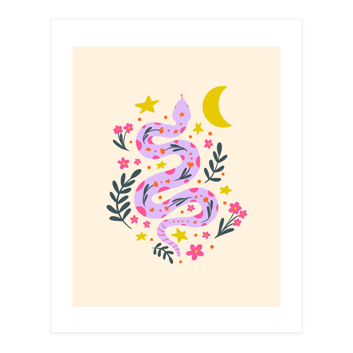 Lunar Snake - lavander and cream (Print Only)