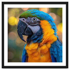 Blue And Yellow Macaw Parrot Close Up Detailed Shot by Rizwana Khan
