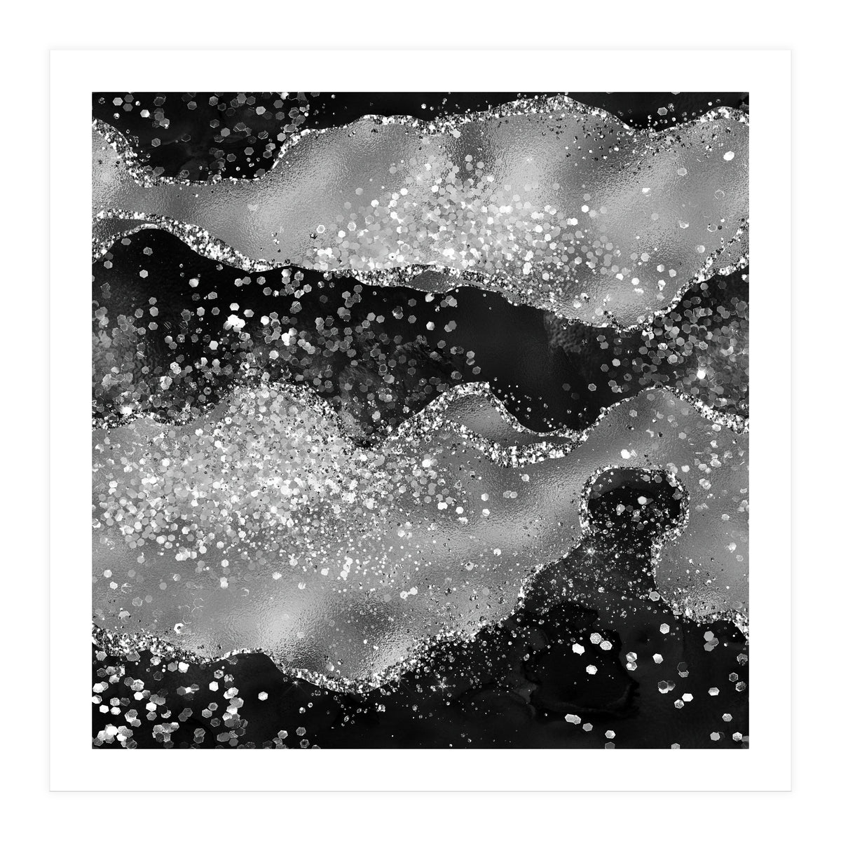 Black Glitter Agate Texture 03 (Print Only)
