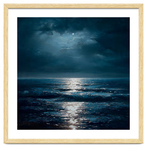 Ethereal Moonlight Over Midnight Ocean Waves by artistic