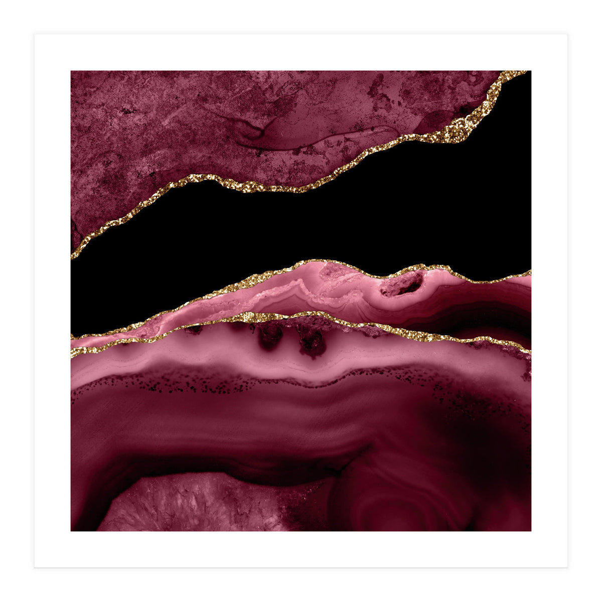Burgundy & Gold Agate Texture 13 (Print Only)