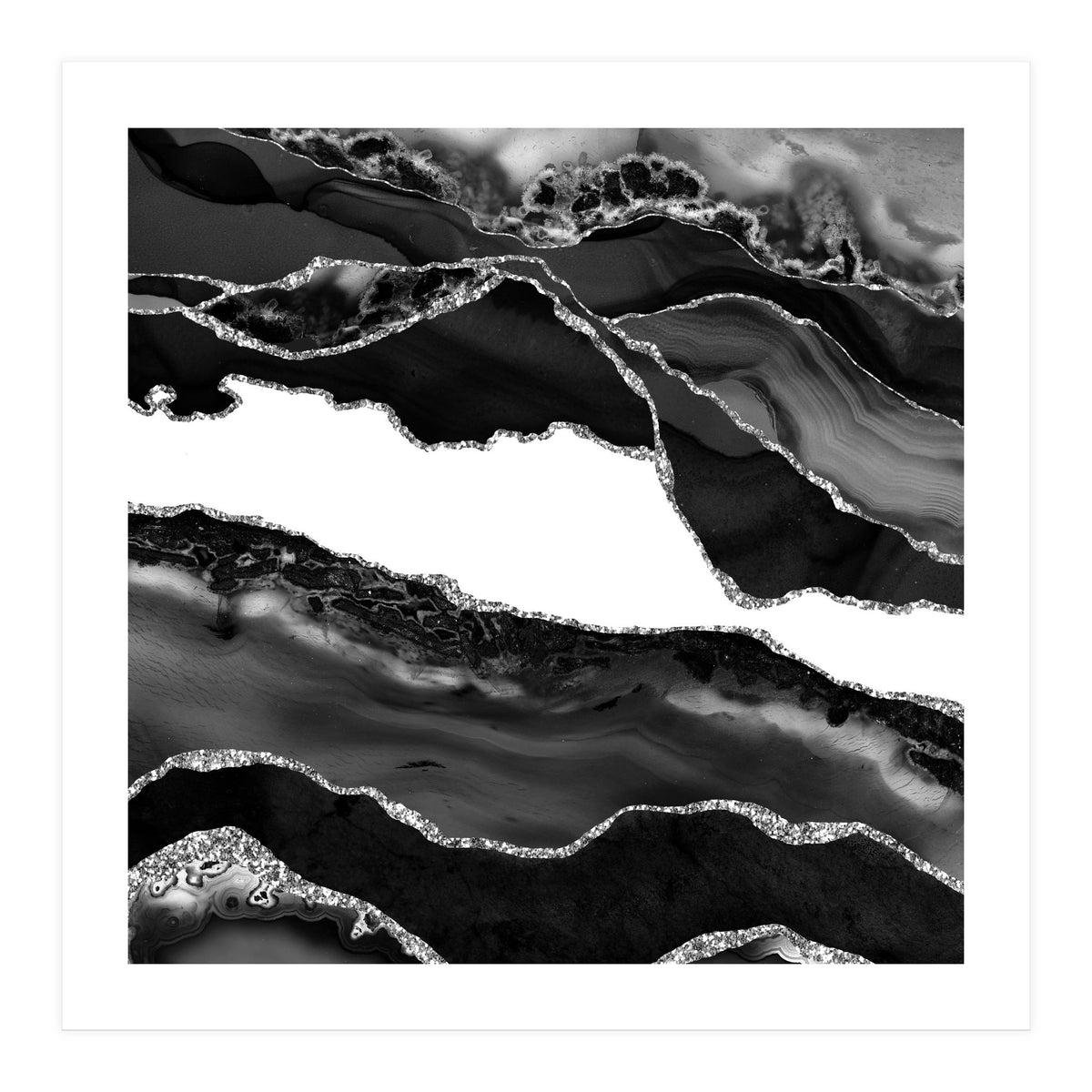 Black & Silver Agate Texture 06 (Print Only)