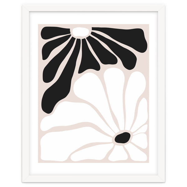 Floral Yin Yang, Scandinavian Nature Flowers Botanical Concept, Plants Blossom Positivity Neutral Minimalism