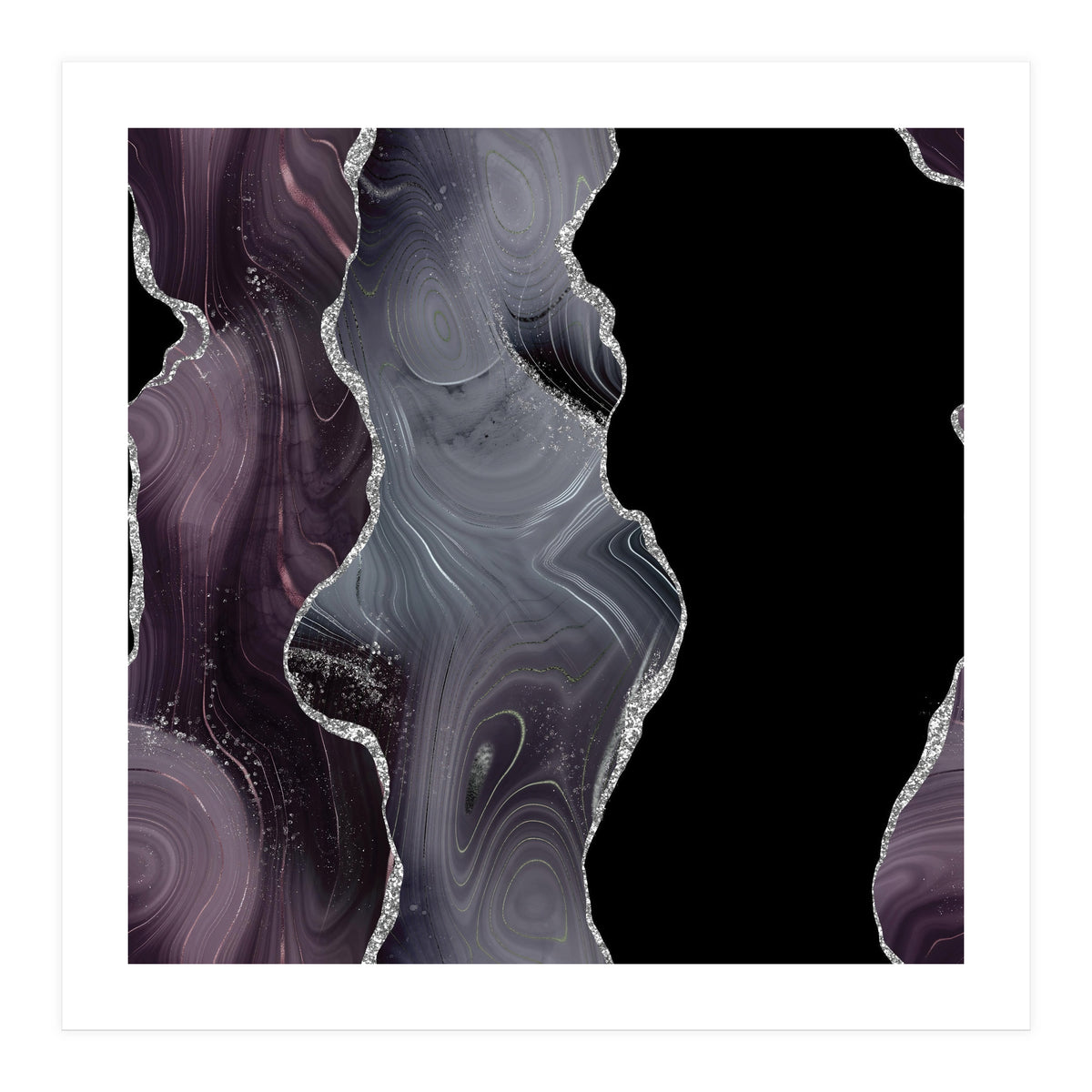 Black & Silver Glitter Agate Texture 02 (Print Only)
