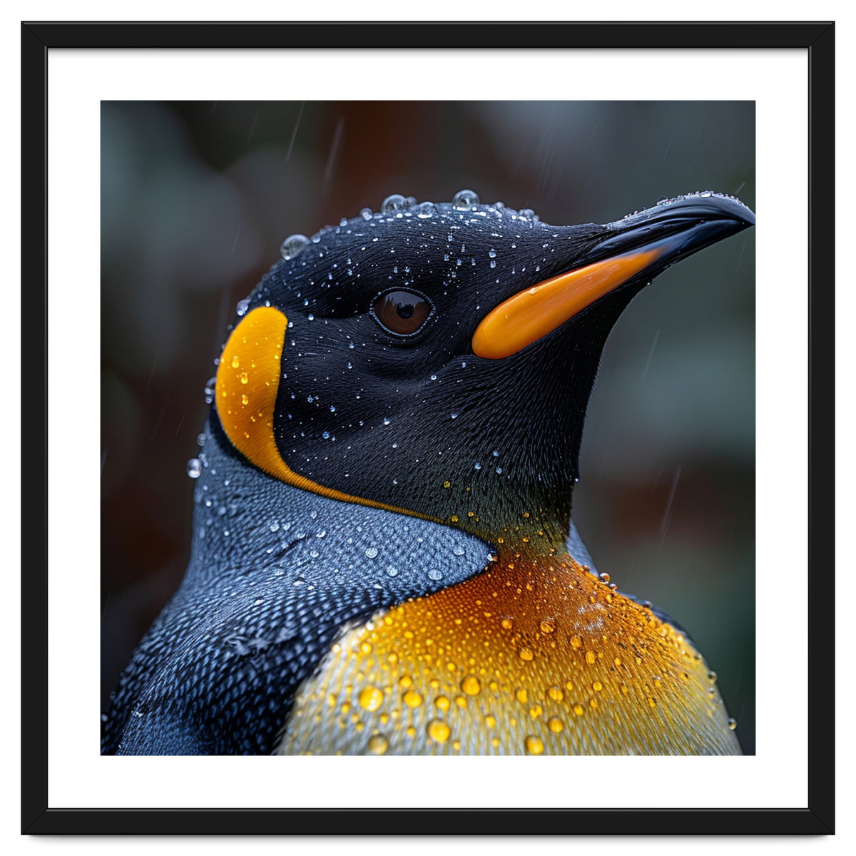 King Penguin Standing In Rain With Water Drops Nature Photography